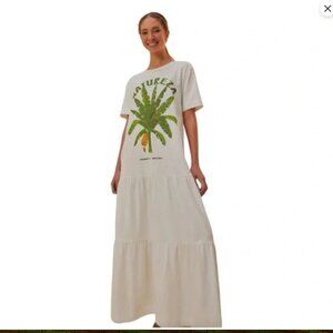Farm Rio White Natureza Organic Cotton Maxi Dress NWT SMALL